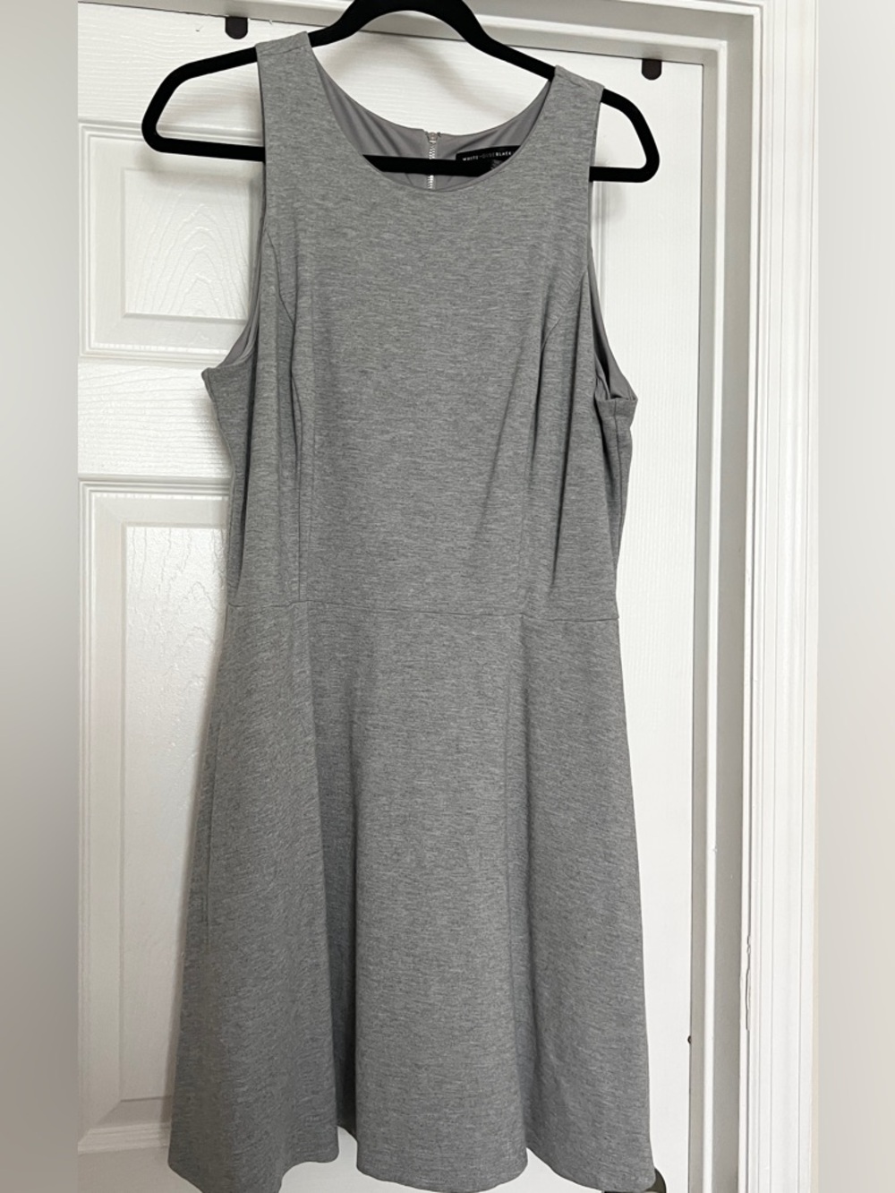 White House Black Market Grey Sleeveless Midi A-Line Dress